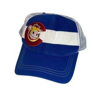 Vintage Colorado Sweet Cow State Corduroy Baseball Cap Trucker Snap Back Blue